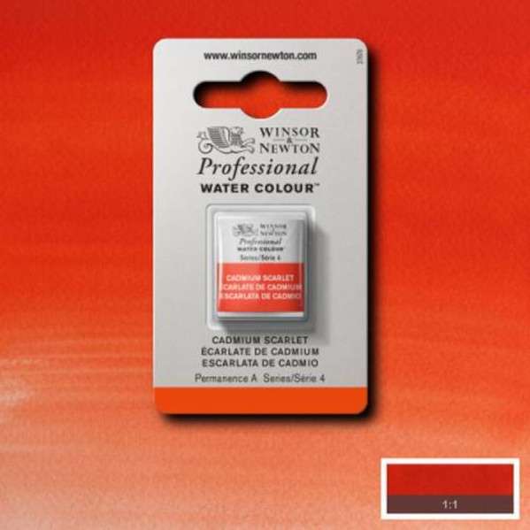 Cadmium-Scarlet-Half-Pan-S4-Professional-Watercolour-2.jpg Winsor and Newton Artist Watercolour Half Pan S4 Cadmium Scarlet - Image 1