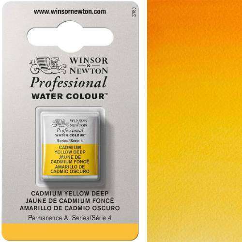 Cadmium-Yellow-Deep-Half-Pan-S4-Professional-Watercolour-1-.jpg Winsor and Newton Artist Watercolour Half Pan S4 Cadmium Yellow Deep - Image 1