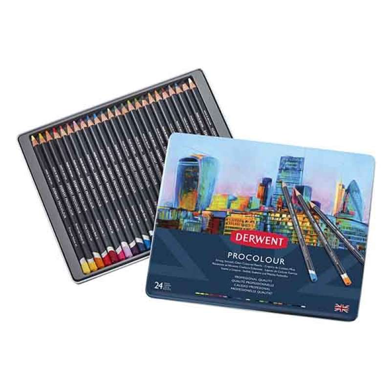 Derwent-Procolour-24-Tin.jpg Derwent Procolour Tin of 24 Colours - Image 1