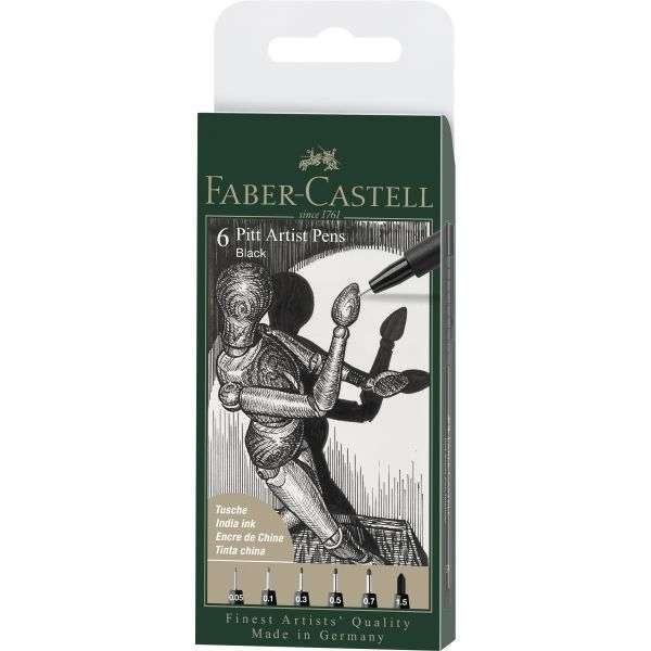 Faber-Castell-Pitt-Artist-Pens-Set-of-6-Black