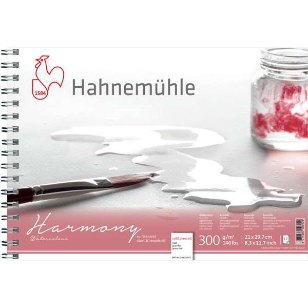 Harmony Watercolour Spiral Pad 300gsm A4 12 Sheets Cold Pressed