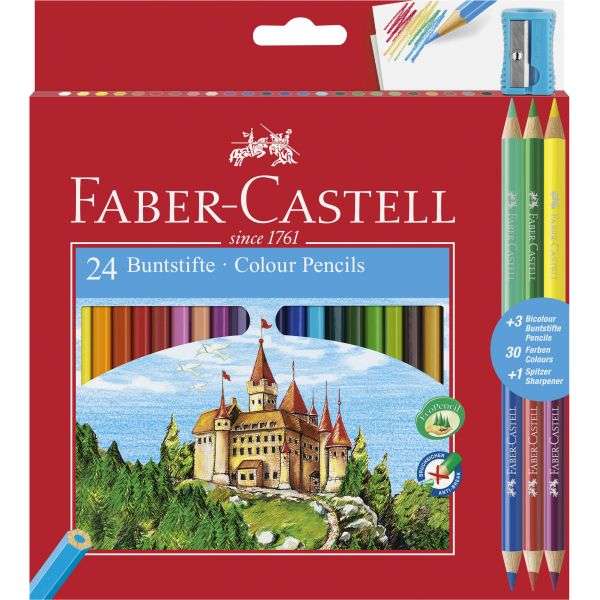 Redline Colouring Pencils Box 24 + 3 Free Bio-colours + Sharpener