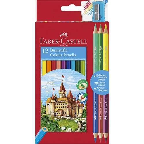 Redline Eco Colour Pencils Box 12 + 3 Free Bio-colours + Sharpener