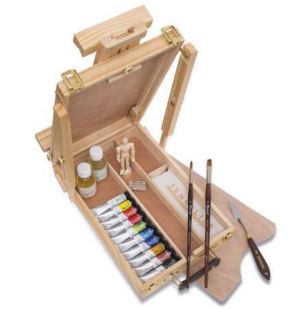Sennelier Rive Gauche Oil Paint Wooden Easel Set