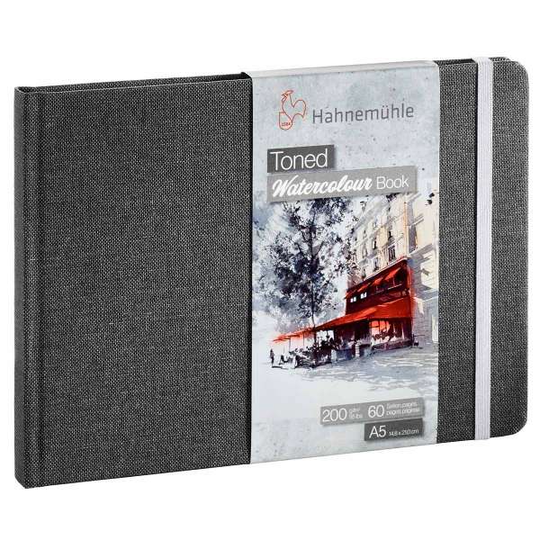 Toned-Watercolour-Book-Grey-A5.jpg Grey Toned Watercolour Book A5 200gsm 60 Pages - Image 1