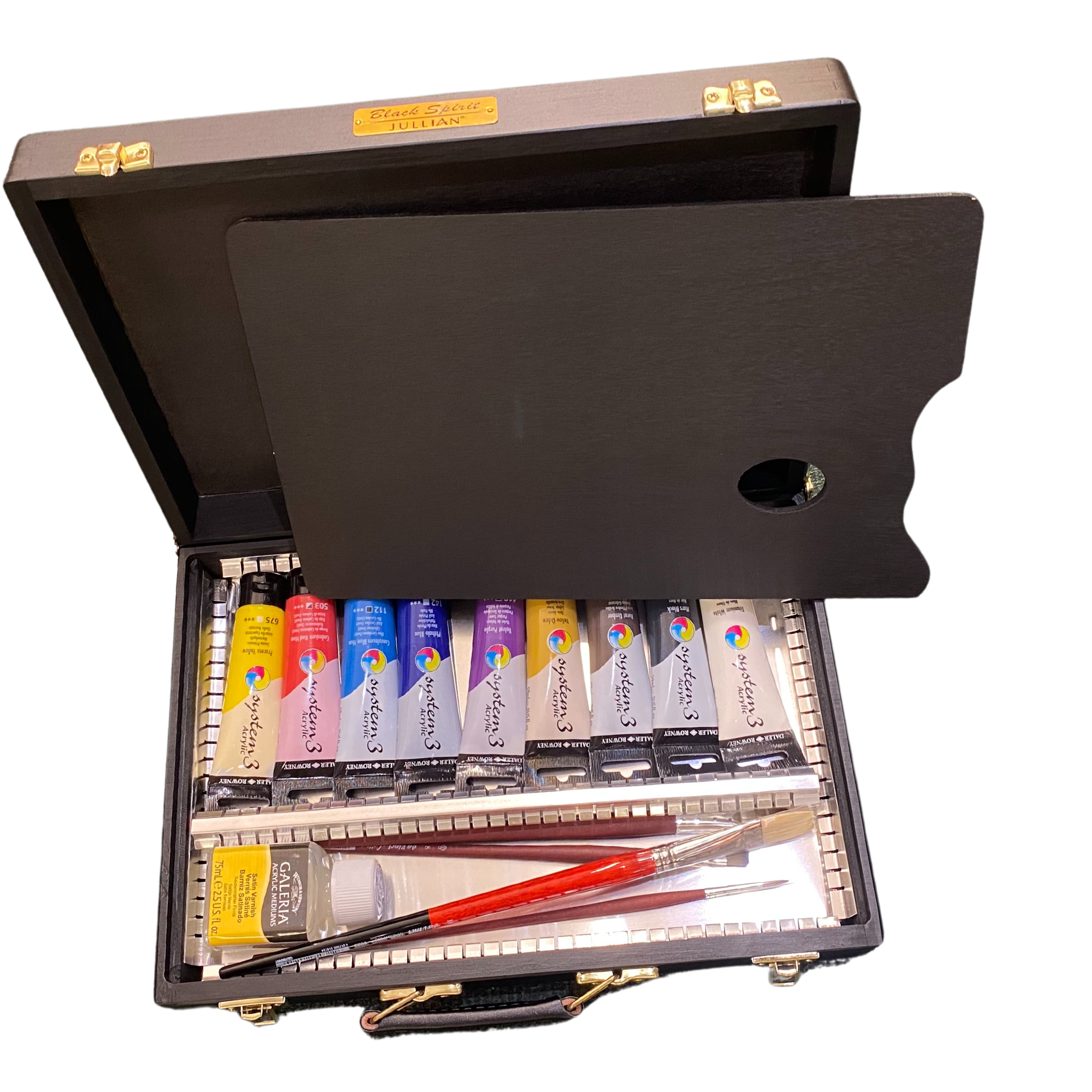 acrylic set in a wooden box