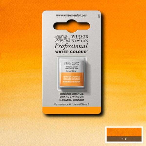 Winsor-Orange-Half-Pan-S1-Professional-Watercolour-3.jpg Winsor and Newton Artist Watercolour Half Pan S1 Winsor Orange - Image 1
