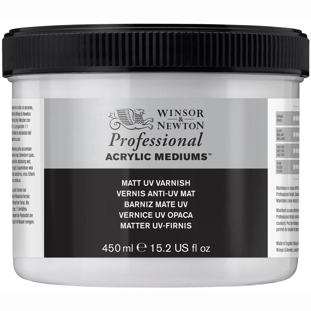 Winsor and Newton Artists Acrylic Matt UV Varnish 450ml