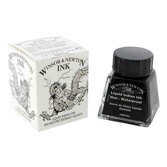 Winsor and Newton Drawing Ink 14ml Liquid Indian Ink (non-waterproof)