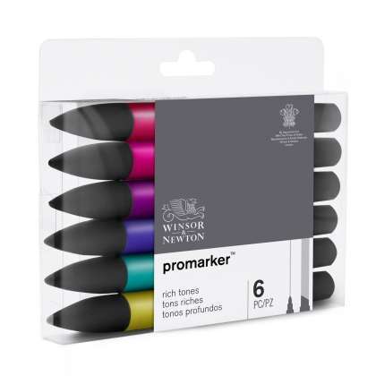 cd890bb8e07ad417a5c29a65c1718a8cb72d0406-3.jpg Winsor and Newton Promarker Set of 6 Rich Tones - Image 1